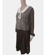 Vintage 60s Retro Sailor Button Back Brown Top Blouse and Pleated Skirt ... - $652.96 MXN