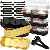 JuneHeart Mini Loaf Pans with Lids and Spoons, 30 Pack, Black, 6.8oz, Rectangula - £16.00 GBP
