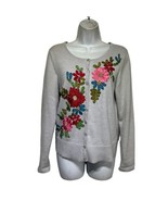 sahalie floral Ribbon Embellished button up long sleeve cardigan Sweater... - $19.79