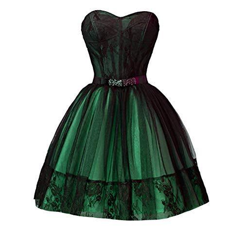 Kivary Plus Size Black Gothic Short Ball Gown Prom Homecoming Dress Mint Green U