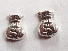 Money Bags $ Stud Earrings 925 Sterling Silver Corona Sun Jewelry cash rich - $4.05