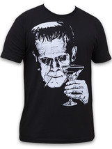 Lowbrow Art Monster Martini Black T-shirt Frankenstein Mike Bell Tee Shi... - $25.95