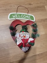 Christmas Door Hanging Decoration With Heart And A Snowman &quot;welcome&quot; - $8.66