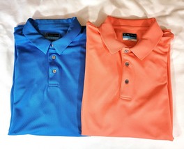 2 PGA TOUR Golf Shirts Blue, Salmon Peach Pink Airflux Mens Size XL - £21.73 GBP
