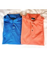 2 PGA TOUR Golf Shirts Blue, Salmon Peach Pink Airflux Mens Size XL - £22.18 GBP