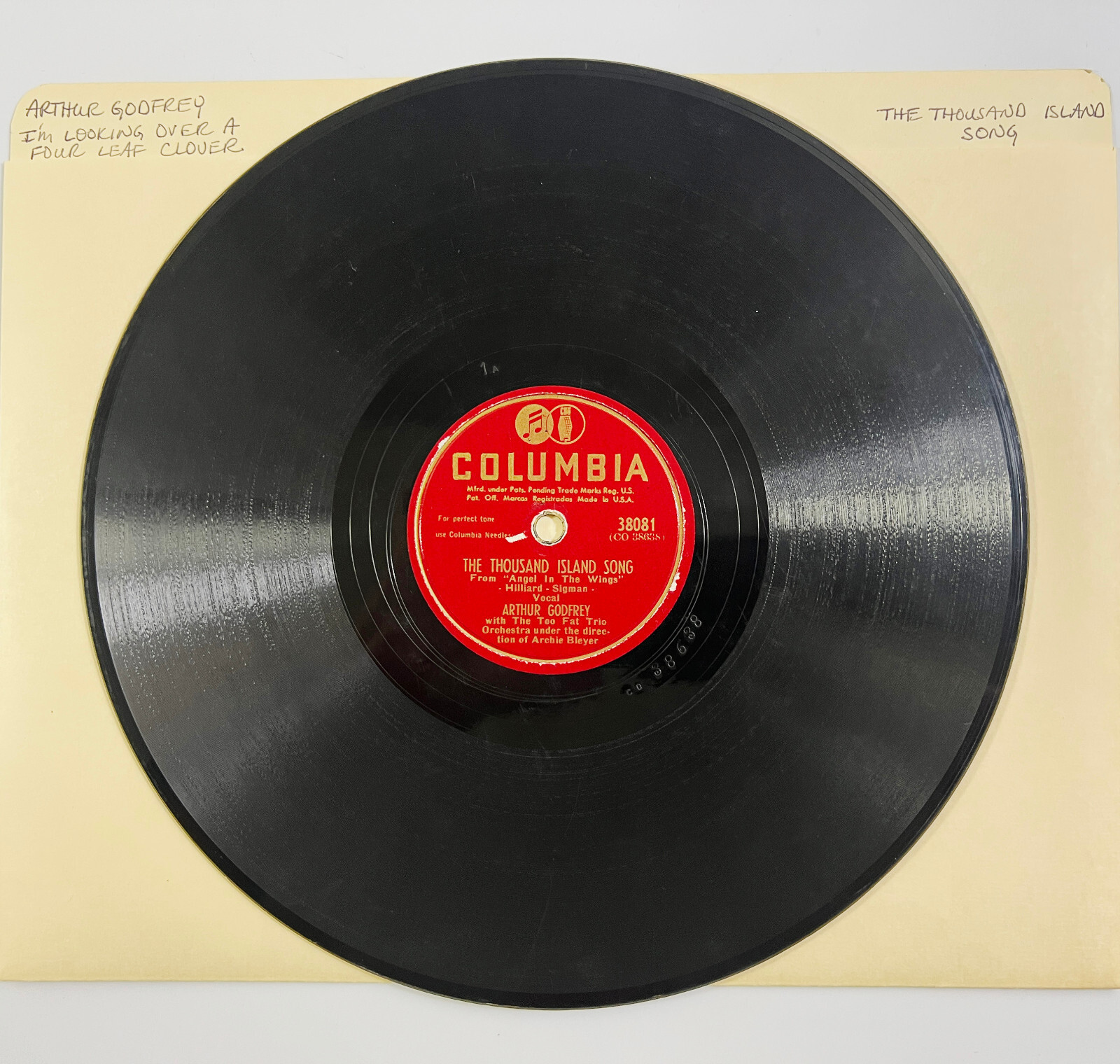 ARTHUR GODFREY - THE THOUSAND ISLAND SONG ~  78 RPM Columbia 38081 - $14.84
