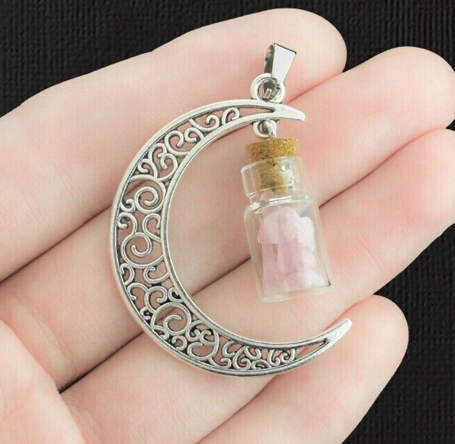 Goddess Freyja Blessings Spirit Connection Pendant Moon Art Pink Gemston... - $35.09