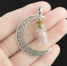 Goddess Freyja Blessings Spirit Connection Pendant Moon Art Pink Gemstone Amulet - £13.56 GBP