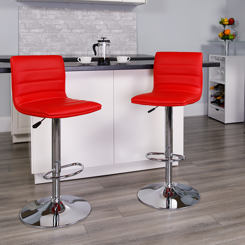 Red Vinyl Barstool CH-92023-1-RED-GG