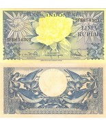 10 notes - Indonesia P65, 5 Rupiah, flower / sunbirds 1959, Uncirculated - $566.88 MXN