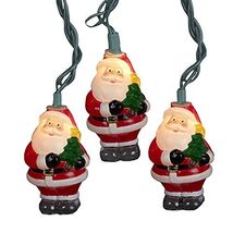 Kurt Adler 10 Light Santa With Christmas Tree Light String 11.5 Feet long - $25.51