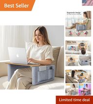 Lap Desk Pillow with Wooden Top, Large Reading Pillow for Bed, Laptop De... - $91.06