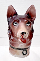 Antique Porcelain German Shepard Dog Brush Handle Tongue Out 2 5/8 inche... - $22.28