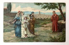 Dante e Beatrice. E. Sborgi. Firenze PC Signed Olivotto 375 Women Landscape - $13.00