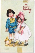 Easter Postcard Boy &amp; Girl Katherine Gassaway Artist Signed Saxony 1908 - £2.82 GBP