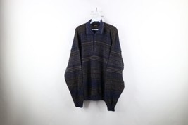 Vintage 90s Coogi Style Mens XL Ed Bassmaster Striped Wool Knit Collared Sweater - £63.26 GBP