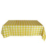 54&quot;x76&quot; - Tablecloth Yellow Plaid Plastic PVC Material Nonslip Flannel B... - £29.86 GBP