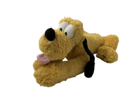 Disney Store plush Pluto green collar Mickey Mouse dog lying down soft stuffed - $9.89