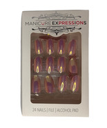 NEW Manicure Expressions Pink Iridescent Almond Shape Artificial Press O... - $13.52 CAD