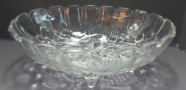 Indiana glass footed fruit bowl embossed fruit pattern 12 inch by 9 inch - £19.26 GBP