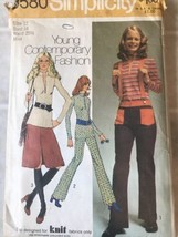 VTG 70s Sewing Pattern Simplicity 9580 Top Skirt Pants SZ 12 Bust 34 Complete - $17.19