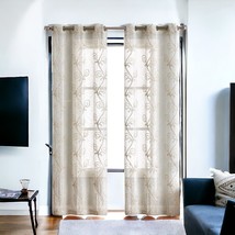 Set of Two 96&quot; Beige Boho Embroidered Window Panels - $3,848.12 MXN