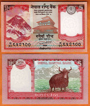 NEPAL 2017  UNC  5 Rupees Banknote Paper Money Bill P- 76 Mount Everest,Yak - $1.00