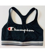 Champion Sz M Racerback Sports Bra Black 15763 Comfortable Athletic Logo... - $19.04 CAD