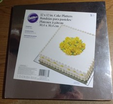 Wilton 12 in x 12 in  Silver Foil Cake Platters 5-pack Greaseproof - £7.19 GBP