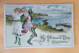 Antique St. Patrick&#39;s Day Postcard (1910s Germany) Romantic Irish Couple, River  - £11.98 GBP