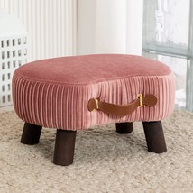 Small Curved Foot Stool with Handle, Pink Velvet Footstool - £35.26 GBP