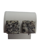 Vtg Small Gray Black Speckled Marled Granite Style Square Screw Back Ear... - £7.00 GBP
