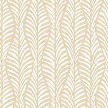 White Clay Block Print Leaves By Tempaper, Designer Removable Peel And Stick - £31.54 GBP