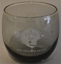 Vintage 1970&#39;s NFL Football New Orleans Saints Smoked Glass Low Ball Glass - £7.58 GBP