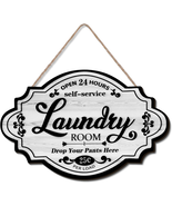 Vintage Wood Laundry Room Decor Hanging Wall Sign Door Sign Farmhouse Ru... - $12.41