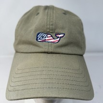 Vineyard Vines Embroidered Logo American Flag Whale Tan Baseball Cap Hat Read - £7.76 GBP