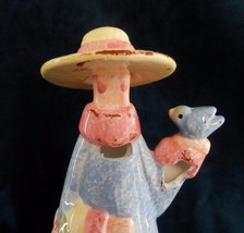 Vintage Dennis East Ceramic Candle Holder Incense Bird Lady Woman Bluebird Blue - £6.05 GBP