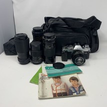 Canon AL-1 QF 35mm Film Camera, FD 50mm 1:1.8 Lens, Minolta Flash Untested  - $137.74