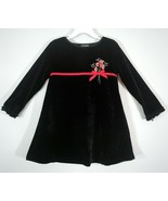 Simply Basic Girls 4T Black Velour Dress Party Holiday Rosettes Shiny Plush - £6.23 GBP