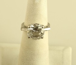 Vtg Sterling Silver ESPO Joseph Esposito Round Crystal CZ Engagement Ring 4 3/4 - £37.97 GBP