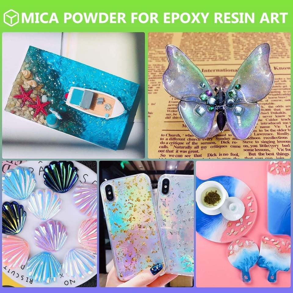 Natural Non-Toxic Mica Powder - 10g Bottles with 81 Color Variety for Crafts Item image 8
