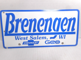 Brenengen West Salem, Wi Chevrolet Geo Plastic Dealer License Plate - £11.00 GBP