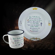 Dear Easter Bunny Abbey Press Tin Plate (10.25&quot;) Mug Cup (4&quot;) Jesus Christ 2000 - £30.84 GBP
