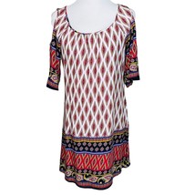 fig and flower Red Blue Cold Shoulder Boho Rayon Dress Size Small - £19.77 GBP
