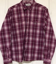 Wrangler XL L/S Western Rockabilly Ranch Plaid Checker Pink Burgundy Pea... - £13.69 GBP