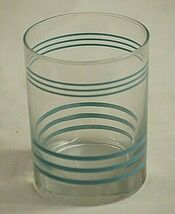 Double Old Fashioned Clear Glass Blue Lines Drink Ware Weighted Bottom B... - $12.86