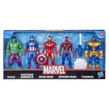 Marvel Avengers 5 Pack Of Figures 6&#39;&#39; Hulk Iron Man Thanos Spider-Man Captain Am - £20.42 GBP