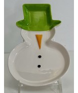 Vintage Snowman Themed Christmas Cookie Serving Plate &quot;H&quot; Is For Happy&quot; EUC - $17.53 CAD