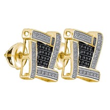 1/3cttw Diamond Mens Stud Square Earrings 925 Sterling Silver Yellow tone - £117.72 GBP