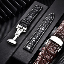 15mm Genuine Leather Clasp Buckle Black/Brown Watch Strap + Change Tool - $308.93 MXN